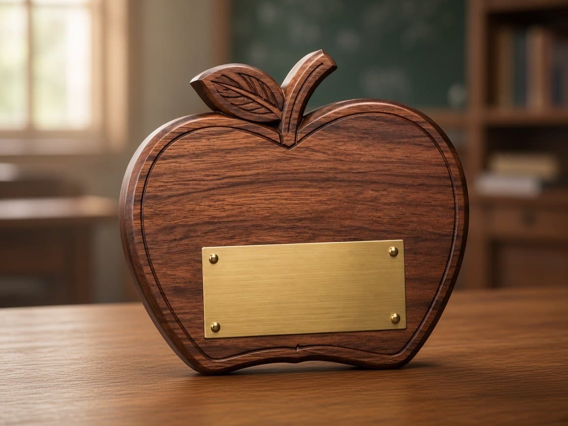 Teacher Appreciation Plaque design concept in a presentation setting